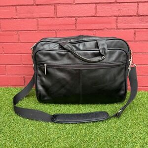 Kenneth Cole Reaction‎ Black Leather Messenger Bag Briefcase Laptop Bag